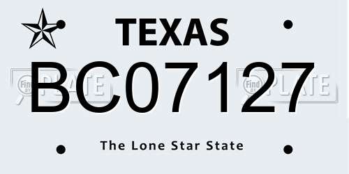 BC07127 Texas License Plate