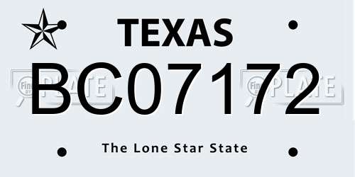 BC07172 Texas License Plate