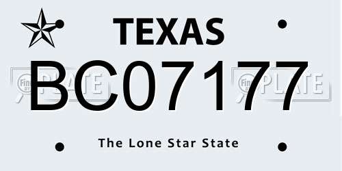 BC07177 Texas License Plate