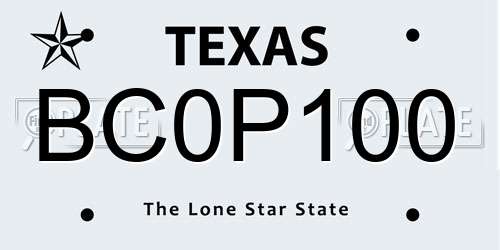 BC0P100 Texas License Plate
