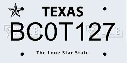 BC0T127 Texas License Plate