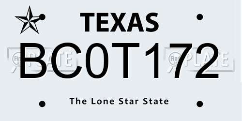 BC0T172 Texas License Plate