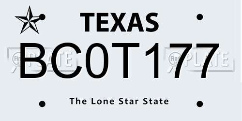 BC0T177 Texas License Plate