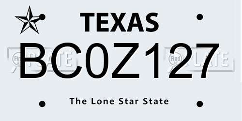 BC0Z127 Texas License Plate