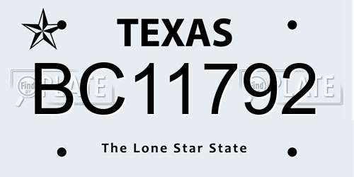 BC11792 Texas License Plate