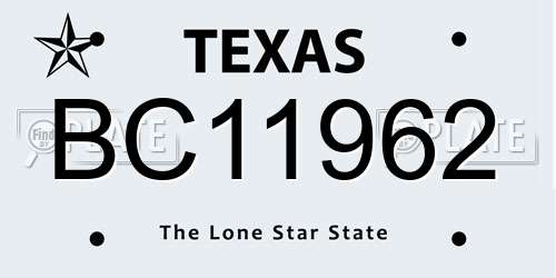 BC11962 Texas License Plate