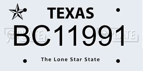 BC11991 Texas License Plate
