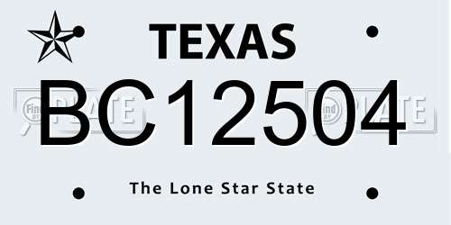 BC12504 Texas License Plate