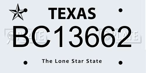 BC13662 Texas License Plate