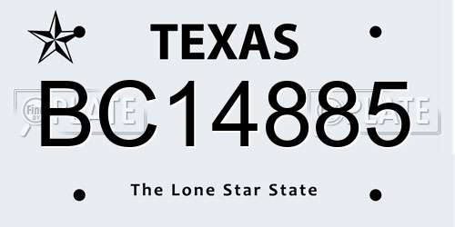 BC14885 Texas License Plate