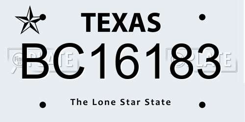 BC16183 Texas License Plate