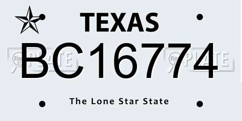 BC16774 Texas License Plate