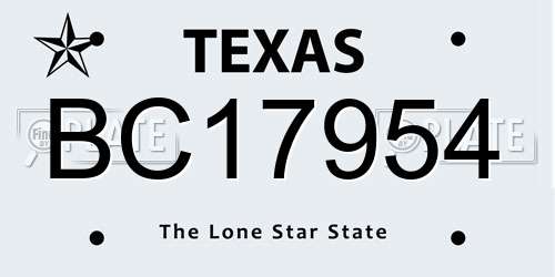 BC17954 Texas License Plate