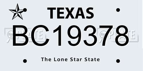 BC19378 Texas License Plate