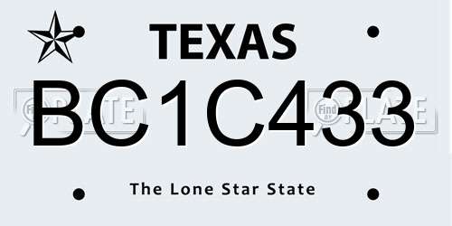 BC1C433 Texas License Plate