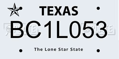 BC1L053 Texas License Plate
