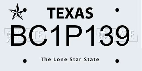 BC1P139 Texas License Plate