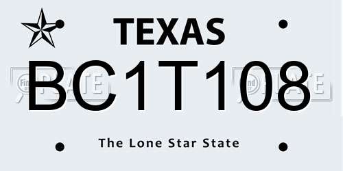 BC1T108 Texas License Plate