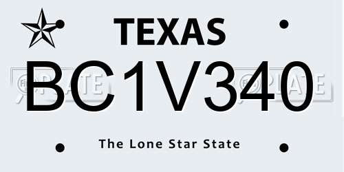 BC1V340 Texas License Plate