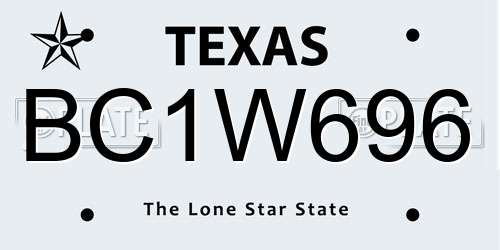 BC1W696 Texas License Plate