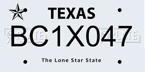 BC1X047 Texas License Plate