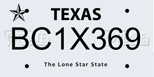 BC1X369 Texas License Plate