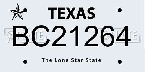 BC21264 Texas License Plate
