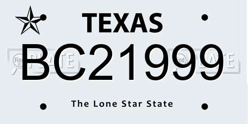BC21999 Texas License Plate