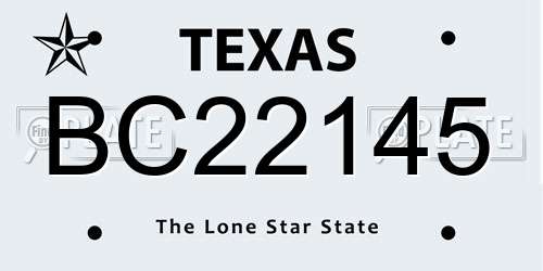 BC22145 Texas License Plate