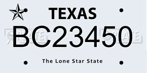 BC23450 Texas License Plate