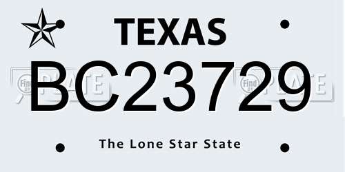 BC23729 Texas License Plate