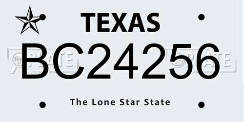 BC24256 Texas License Plate