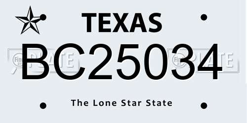 BC25034 Texas License Plate