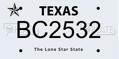 BC2532 Texas License Plate