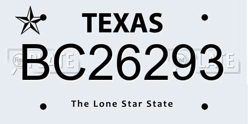 BC26293 Texas License Plate