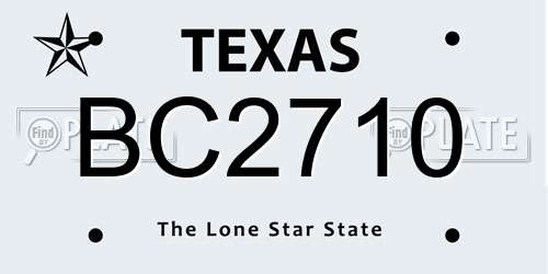 BC2710 Texas License Plate