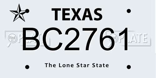 BC2761 Texas License Plate