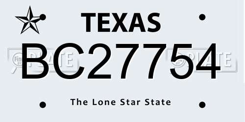 BC27754 Texas License Plate