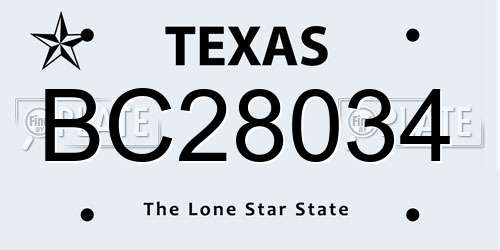 BC28034 Texas License Plate
