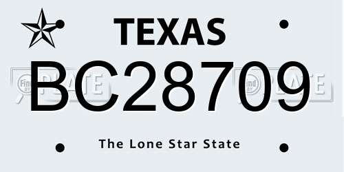 BC28709 Texas License Plate