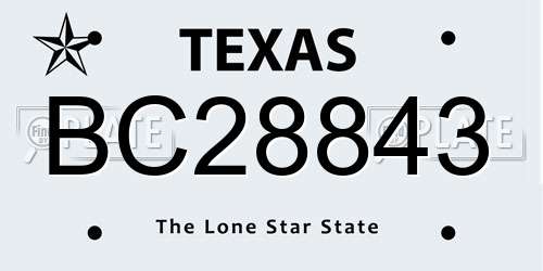 BC28843 Texas License Plate