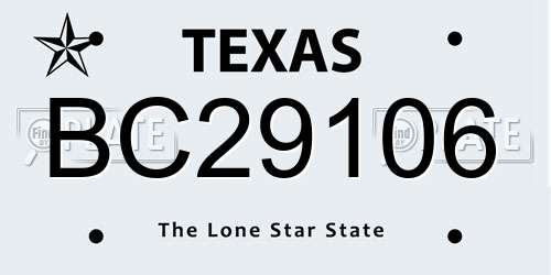 BC29106 Texas License Plate