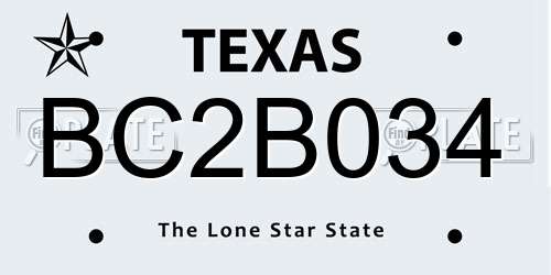 BC2B034 Texas License Plate