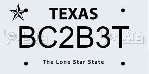 BC2B3T Texas License Plate