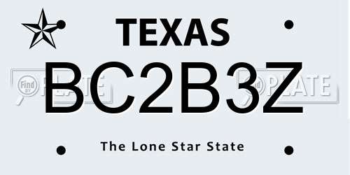BC2B3Z Texas License Plate