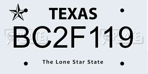 BC2F119 Texas License Plate