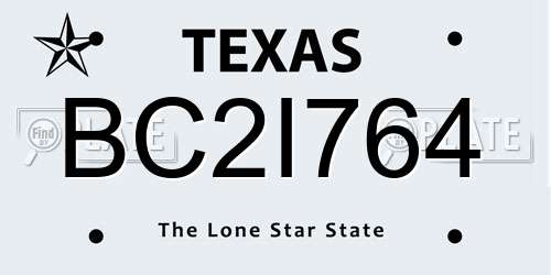 BC2I764 Texas License Plate