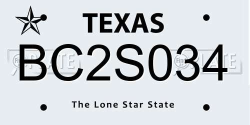 BC2S034 Texas License Plate