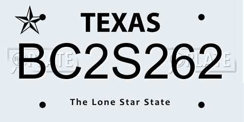BC2S262 Texas License Plate