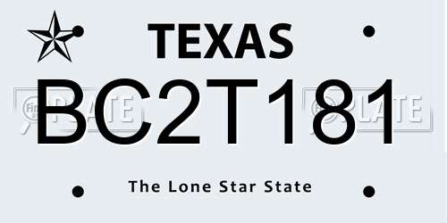 BC2T181 Texas License Plate